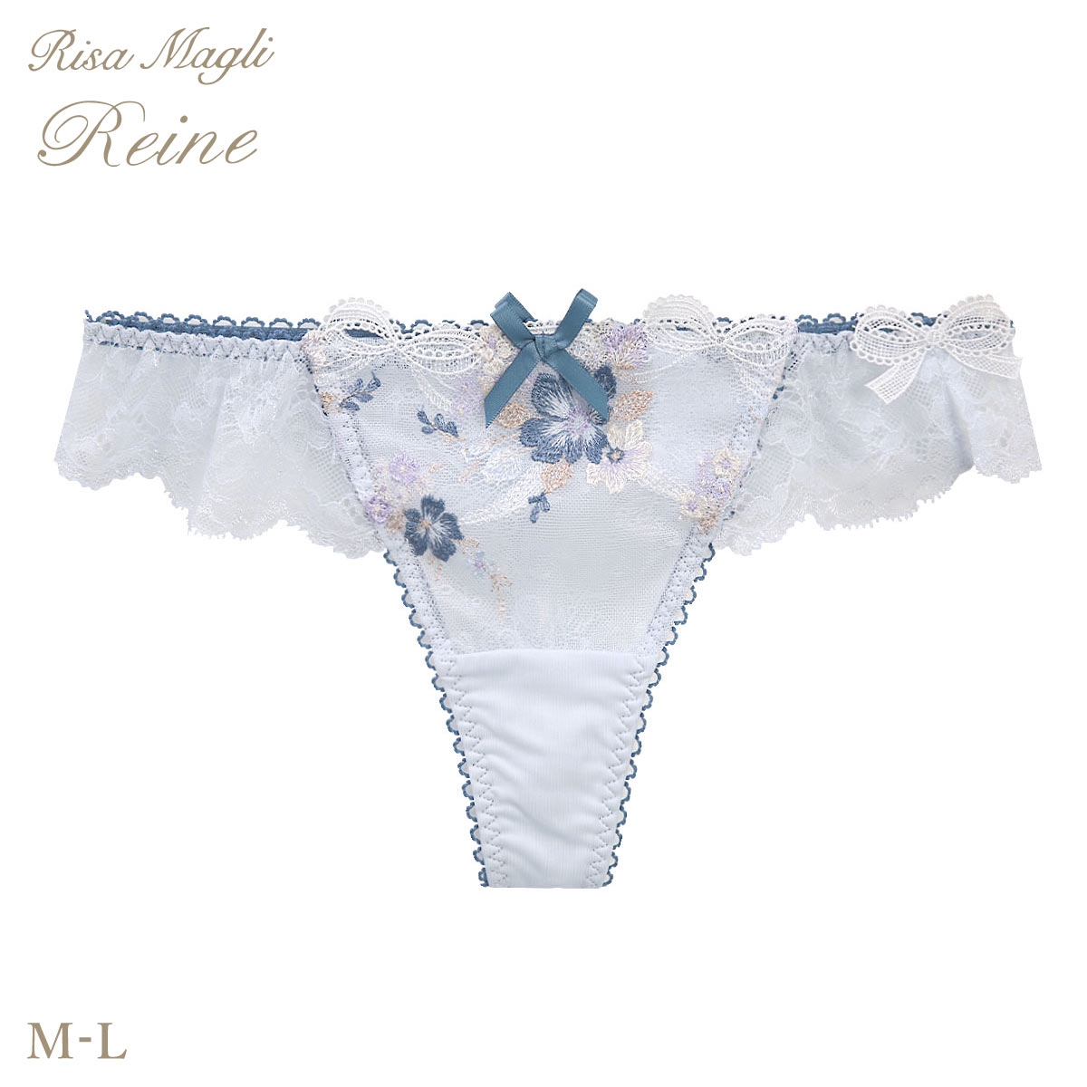 リサマリ レーヌ ダニエラ ショーツ Tバック タンガ ソング バックレース 単品 Risa Magli Reine(BU-ブルー-M)