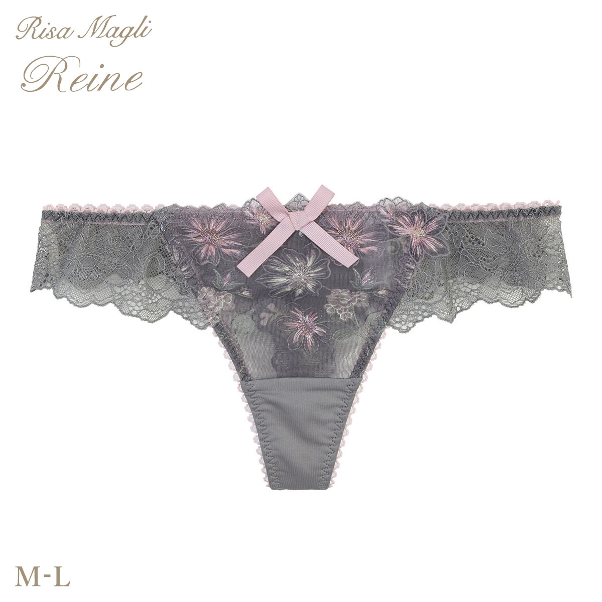 リサマリ レーヌ アンネリー ショーツ Tバック タンガ ソング バックレース 単品 Risa Magli Reine(GY-グレー-M)