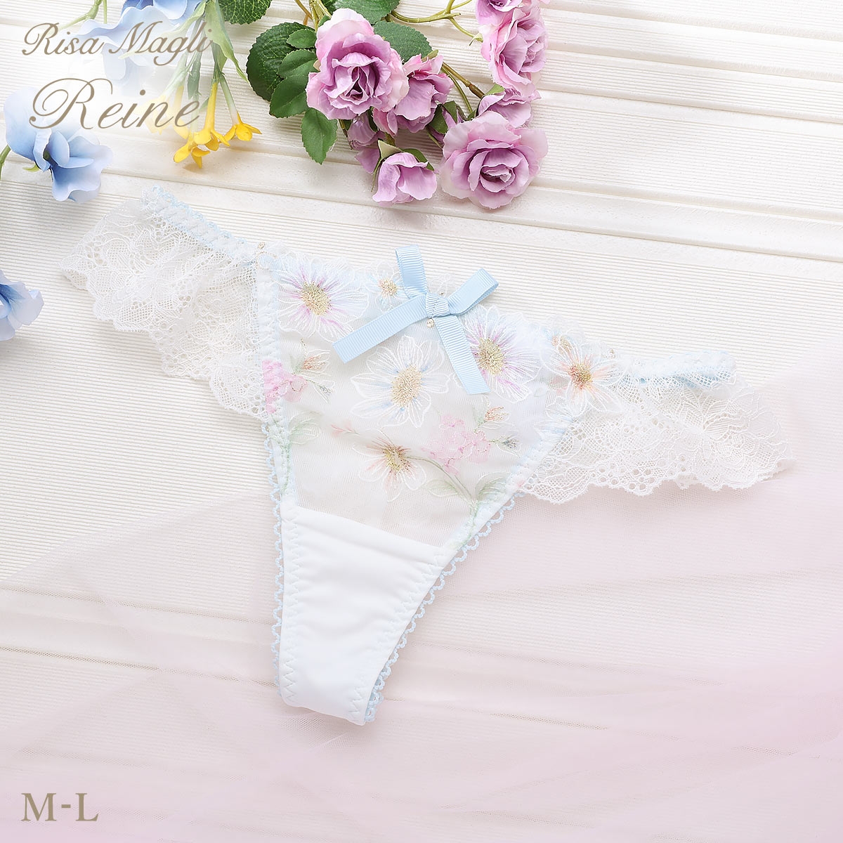 リサマリ レーヌ アンネリー ショーツ Tバック タンガ ソング バックレース 単品 Risa Magli Reine(WH-ホワイト-M)