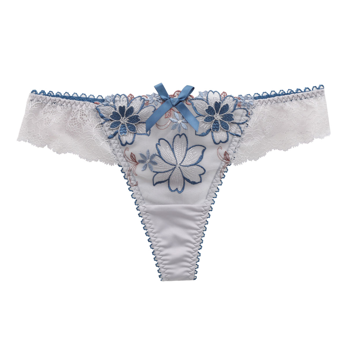 リサマリ Risa Magli レーヌ Reine アンネマリー ショーツ Tバック タンガ ソング バックレース 単品(BU-ブルー-M)