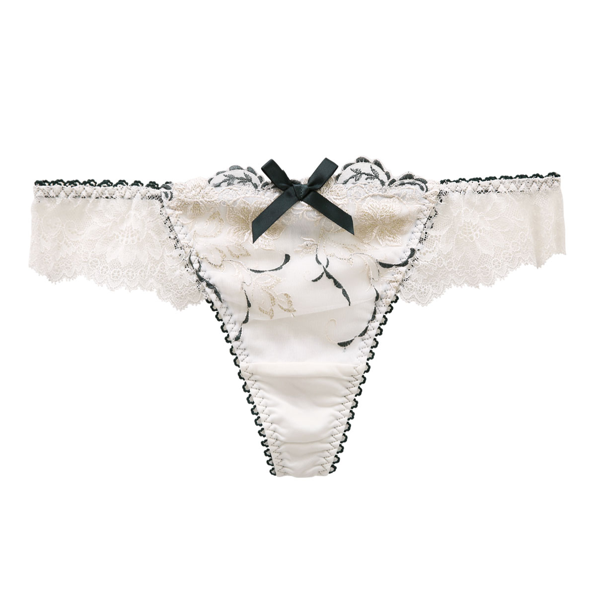 リサマリ Risa Magli マリカ Tバック ショーツ タンガ ソング バックレース 単品(IV-アイボリー-M)