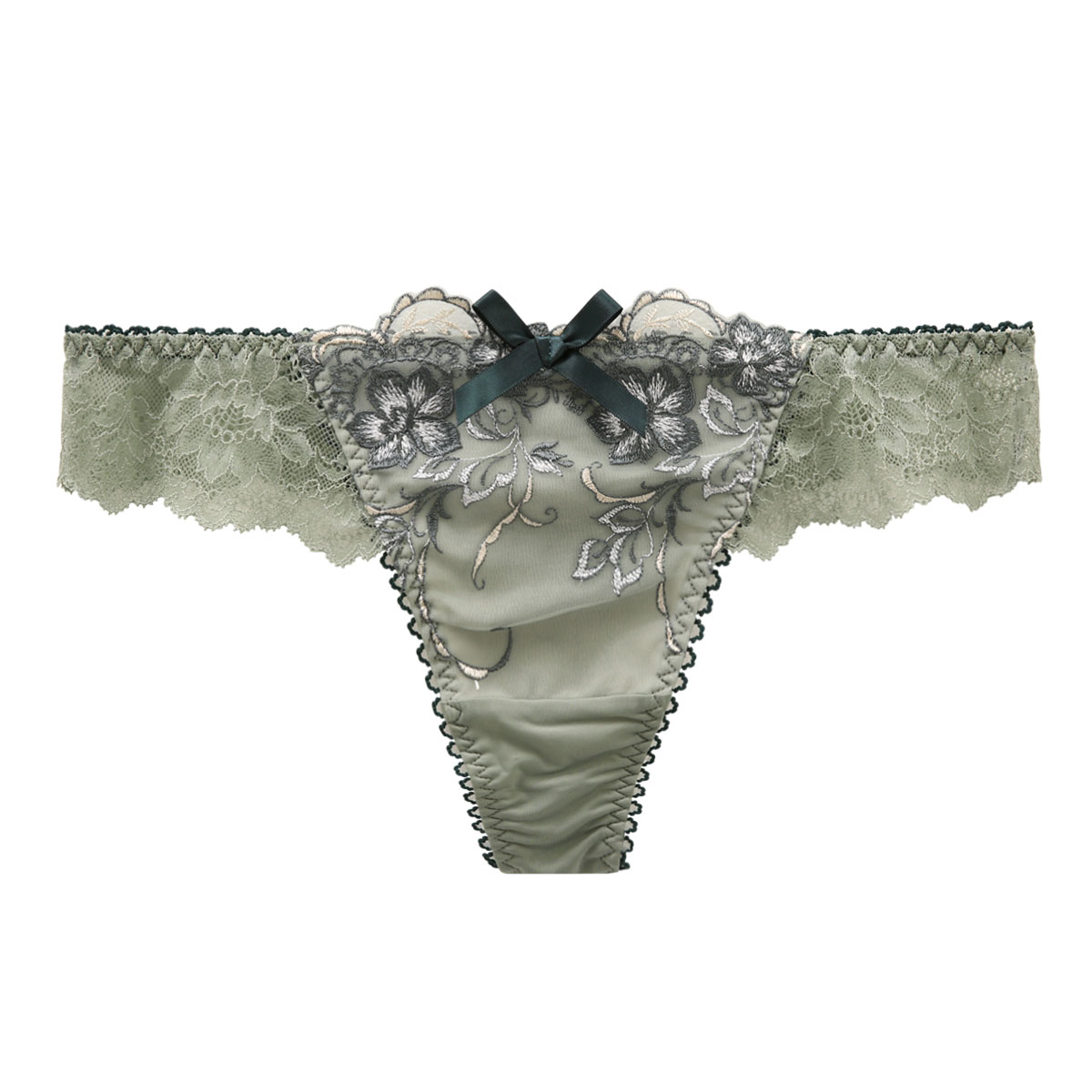 リサマリ Risa Magli マリカ Tバック ショーツ タンガ ソング バックレース 単品(GR-グリーン-M)