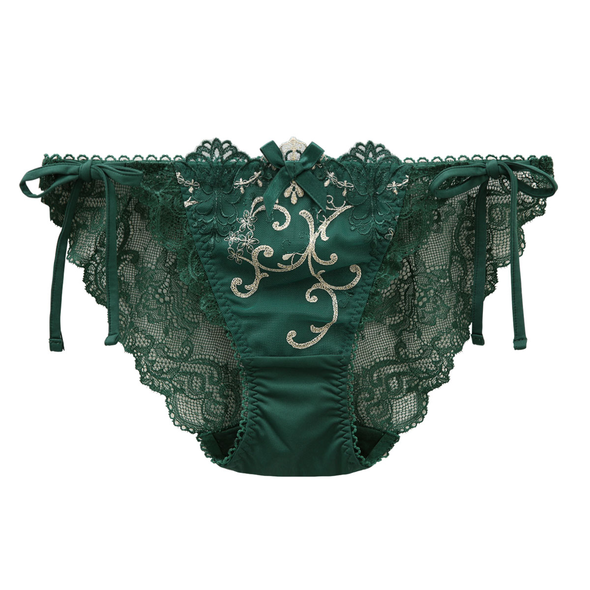 リサマリ Risa Magli レーヌ Reine シュトレン サイドリボンショーツ バックレース 単品(GR-グリーン-M)