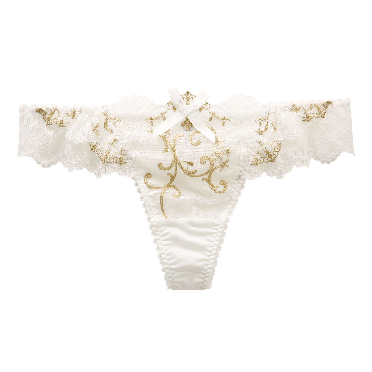 リサマリ Risa Magli レーヌ Reine シュトレン ショーツ Tバック バックレース 単品(WH-ホワイト-M)