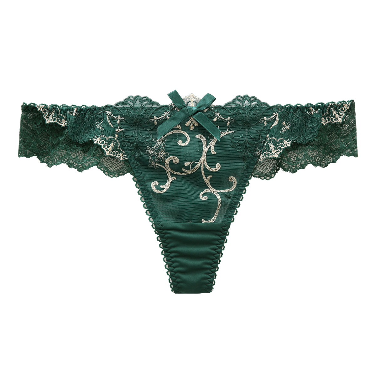 リサマリ Risa Magli レーヌ Reine シュトレン ショーツ Tバック バックレース 単品(GR-グリーン-M)