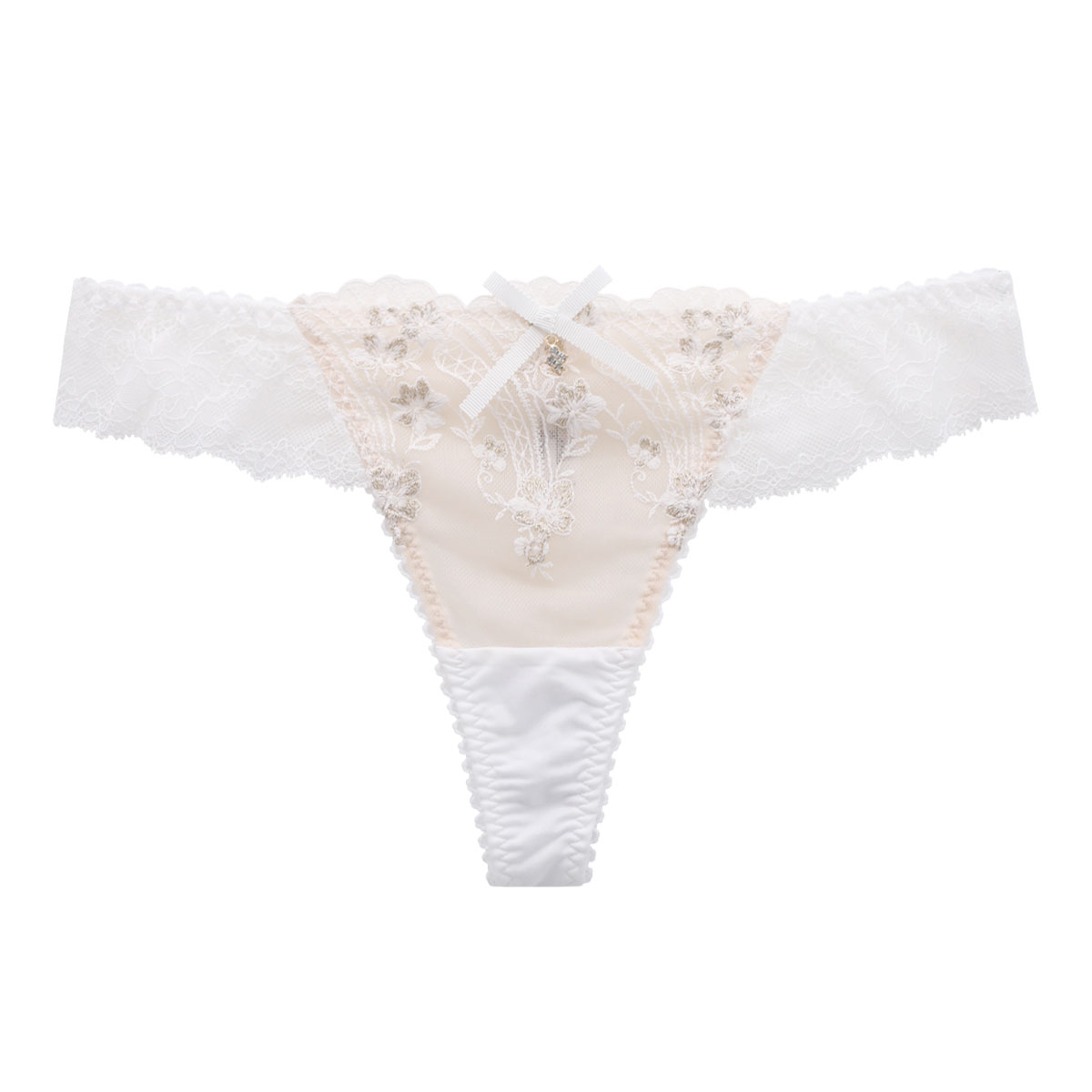 リサマリ Risa Magli レーヌ Reine フェリシテ ショーツ Tバック バックレース 単品(WH-ホワイト-M)