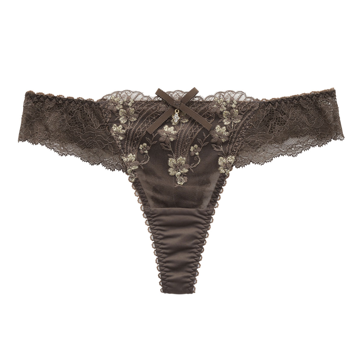リサマリ Risa Magli レーヌ Reine フェリシテ ショーツ Tバック バックレース 単品(BR-ブラウン-M)