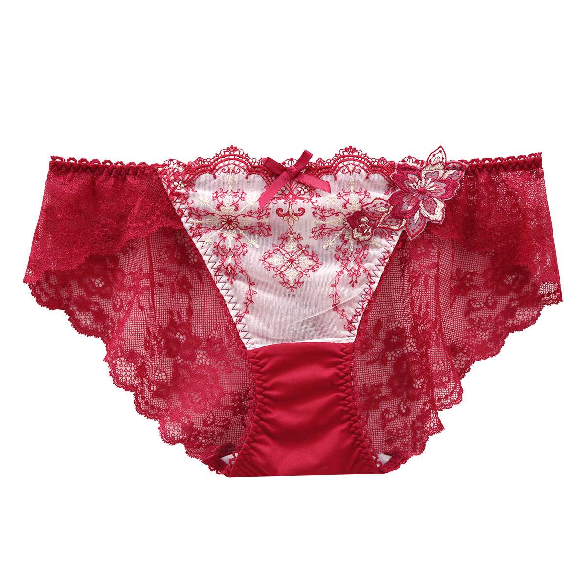 リサマリ Risa Magli レーヌ Reine ファビエンヌ バックレース スタンダード ショーツ 単品(RE-レッド-M)