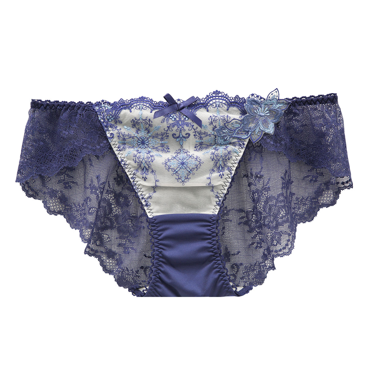 リサマリ Risa Magli レーヌ Reine ファビエンヌ バックレース スタンダード ショーツ 単品(BU-ブルー-M)