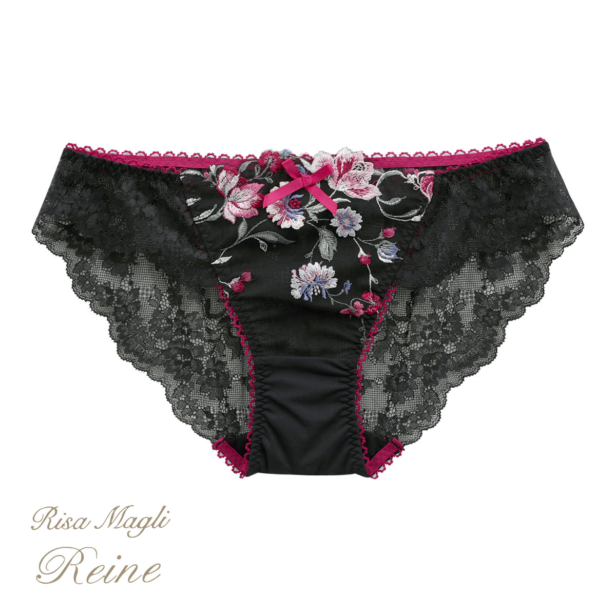 リサマリ Risa Magli レーヌ Reine レンヌ ショーツ ノーマル バックレース 単品(BK-ブラック-M)