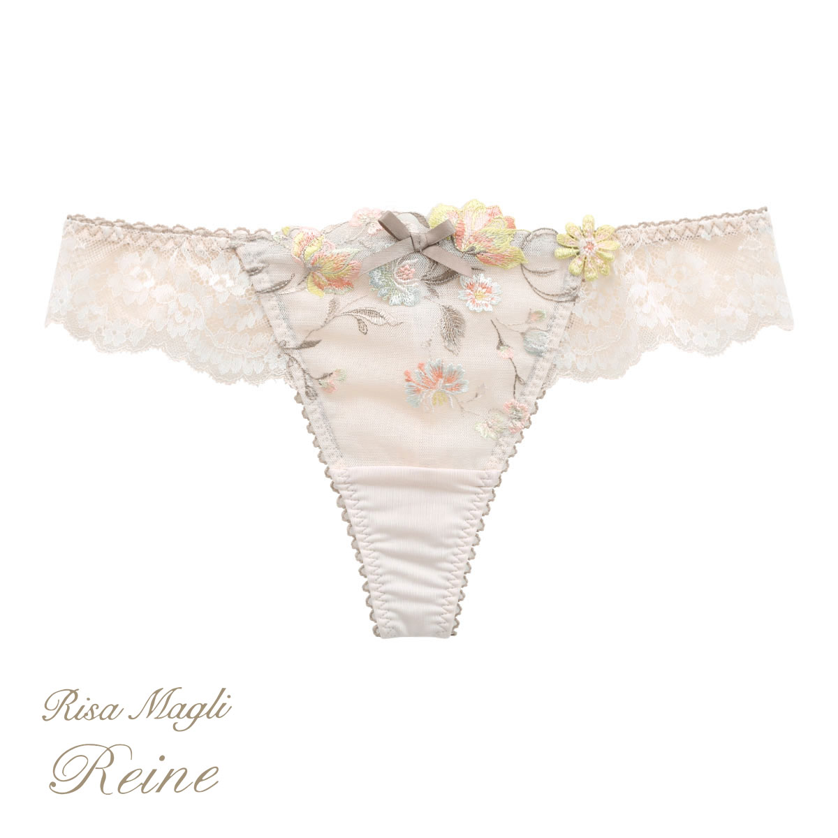 リサマリ Risa Magli レーヌ Reine レンヌ ショーツ Tバック バックレース タンガ ソング 単品(OR-オレンジ-M)