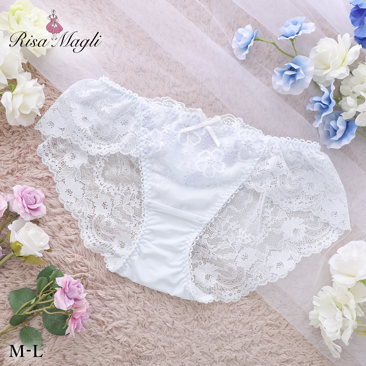 リサマリ ティニー レースショーツ バックレース Risa Magli(SX-サックス-M)