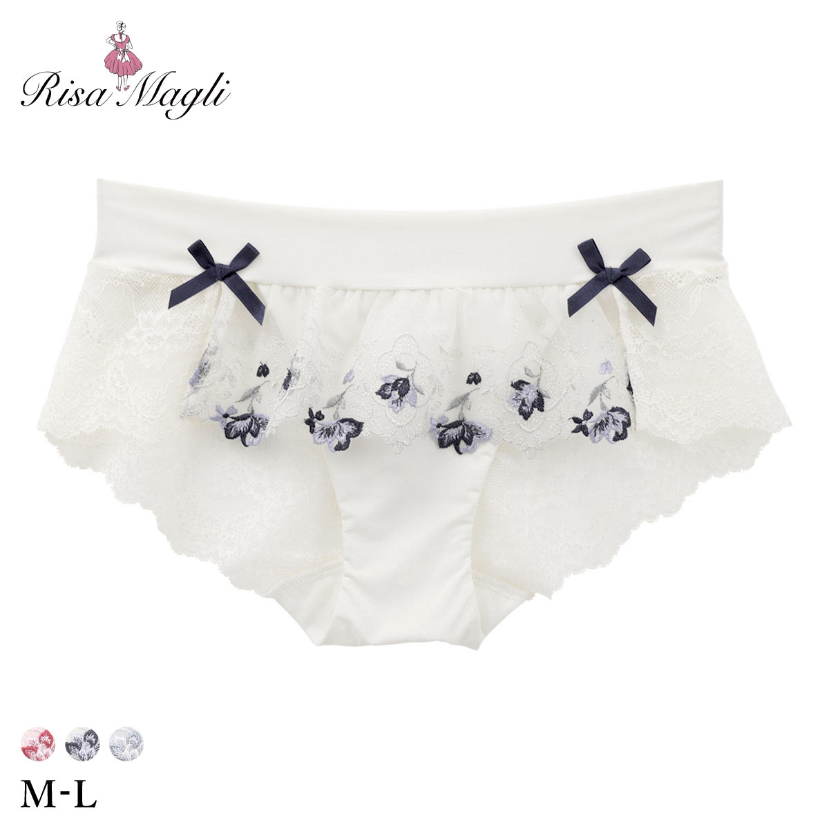 リサマリ アンネリース フレアショーツ バックレース Risa Magli(NV-ネイビー-M)