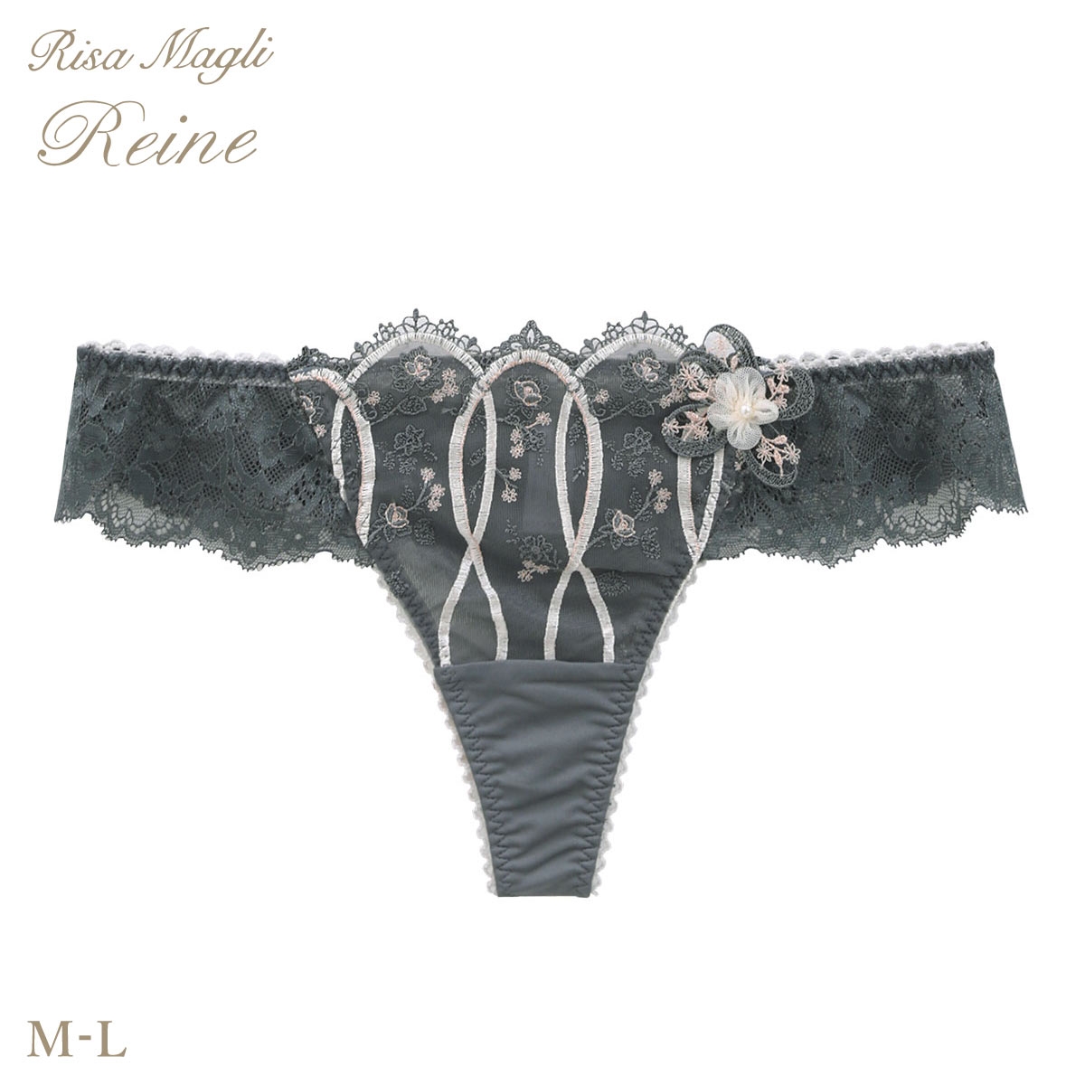 リサマリ レーヌ ティターニア ショーツ Tバック タンガ ソング バックレース Risa Magli Reine(CGY-チャコールグレー-M)