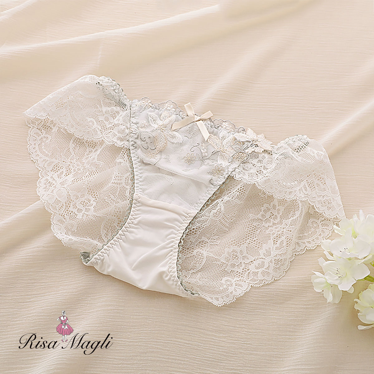 リサマリ Risa Magli フルーリ レースショーツ バックレース 単品(IV-アイボリー-M)
