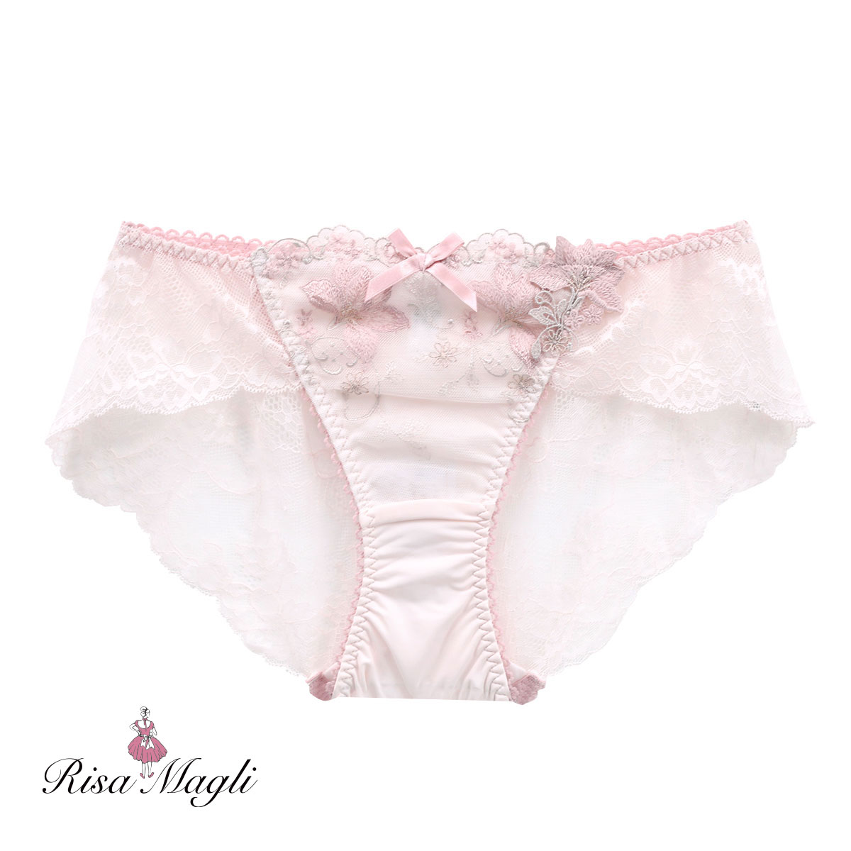 リサマリ Risa Magli フルーリ レースショーツ バックレース 単品(PI-ピンク-M)