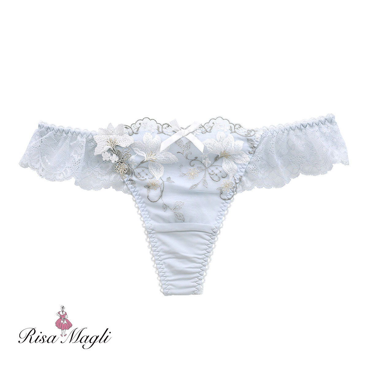 リサマリ Risa Magli フルーリ Tバック ショーツ タンガ ソング ML 単品(BU-ブルー-M)