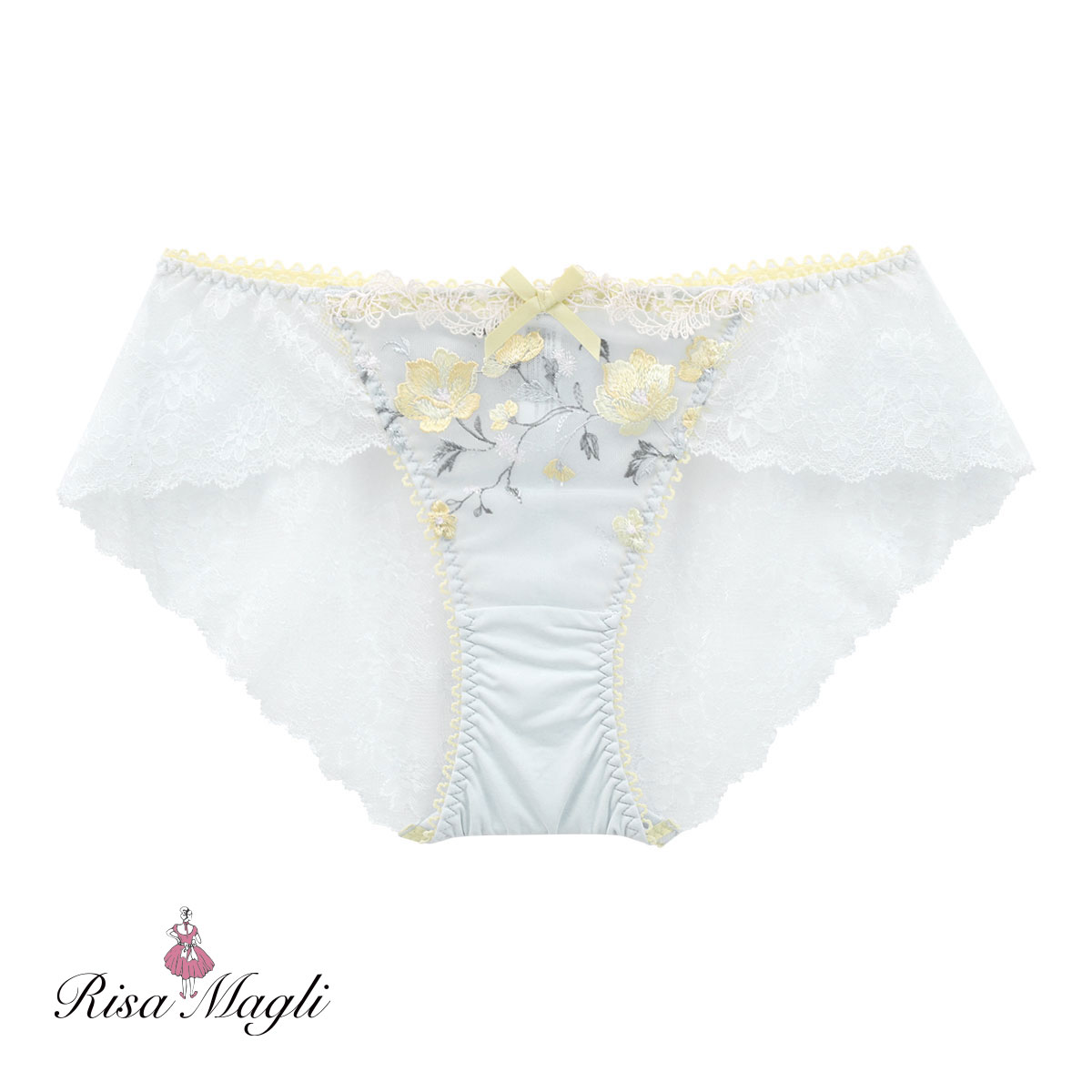 リサマリ Risa Magli ミステル レースショーツ バックレース 単品(BU-ブルー-M)