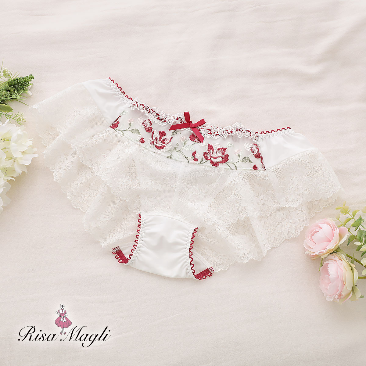 リサマリ Risa Magli ミステル フレアショーツ バックレース 単品(RE-レッド-M)