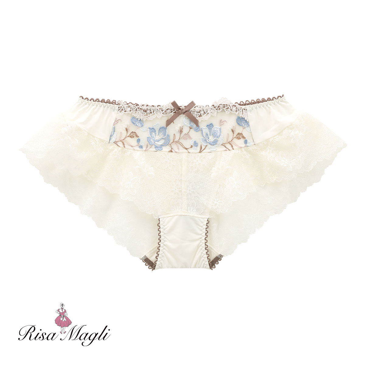 Risa Magli リサマリ グレッタ サックス　フレアショーツ　ブラジャー リサマリ グレッタ フレアショーツ バックレース Risa Magli