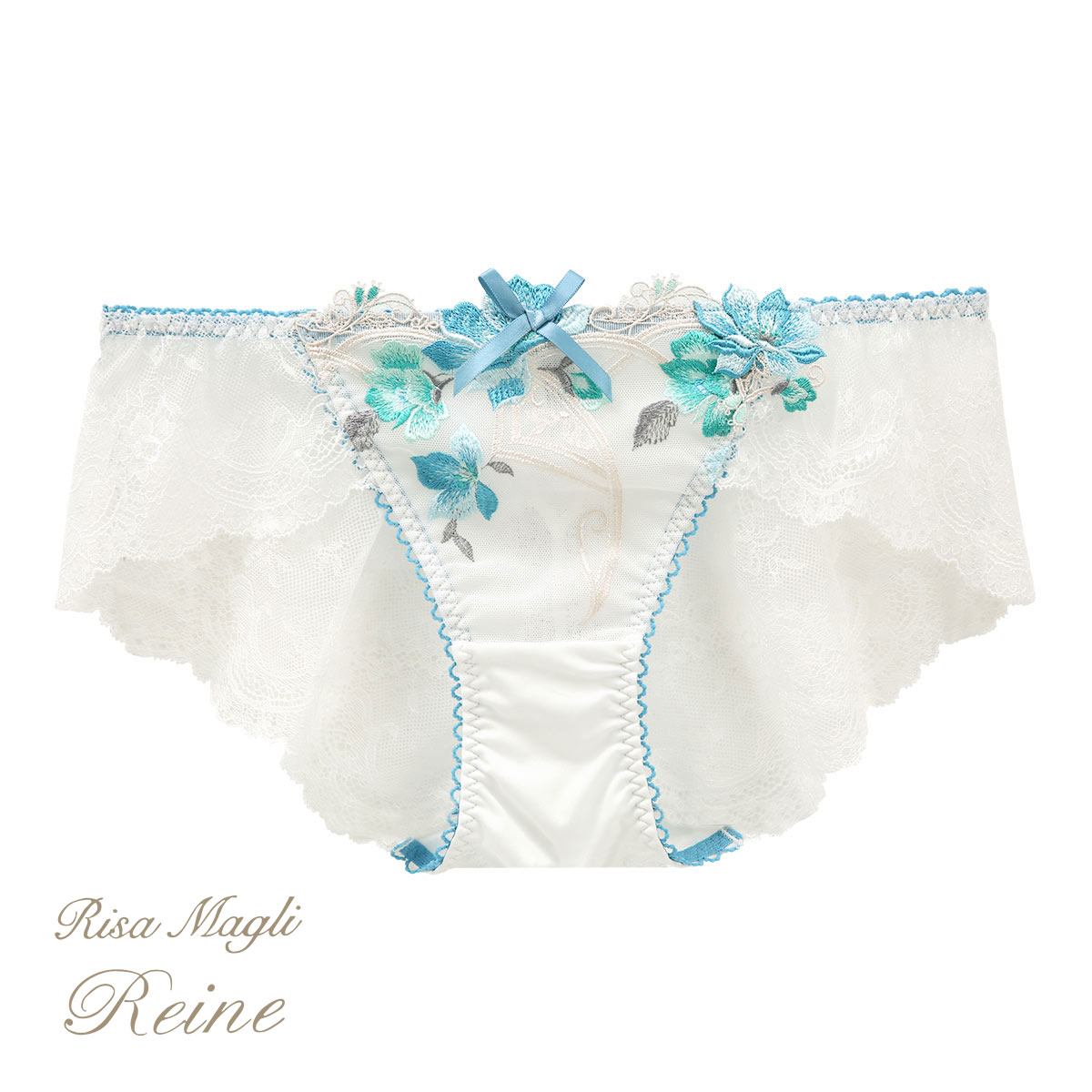 リサマリ Risa Magli レーヌ Reine セレスト バックレース レースショーツ 単品(BU-ブルー-M)
