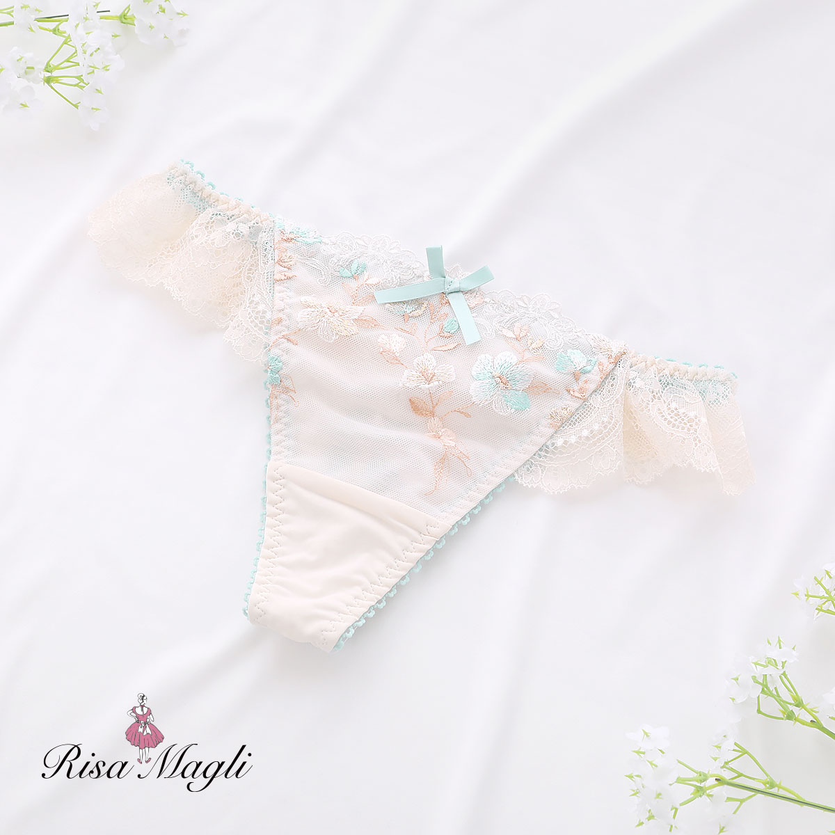 リサマリ Risa Magli イレーヌ Tバック ショーツ タンガ ソング ML 単品(BE-ベージュ-M)