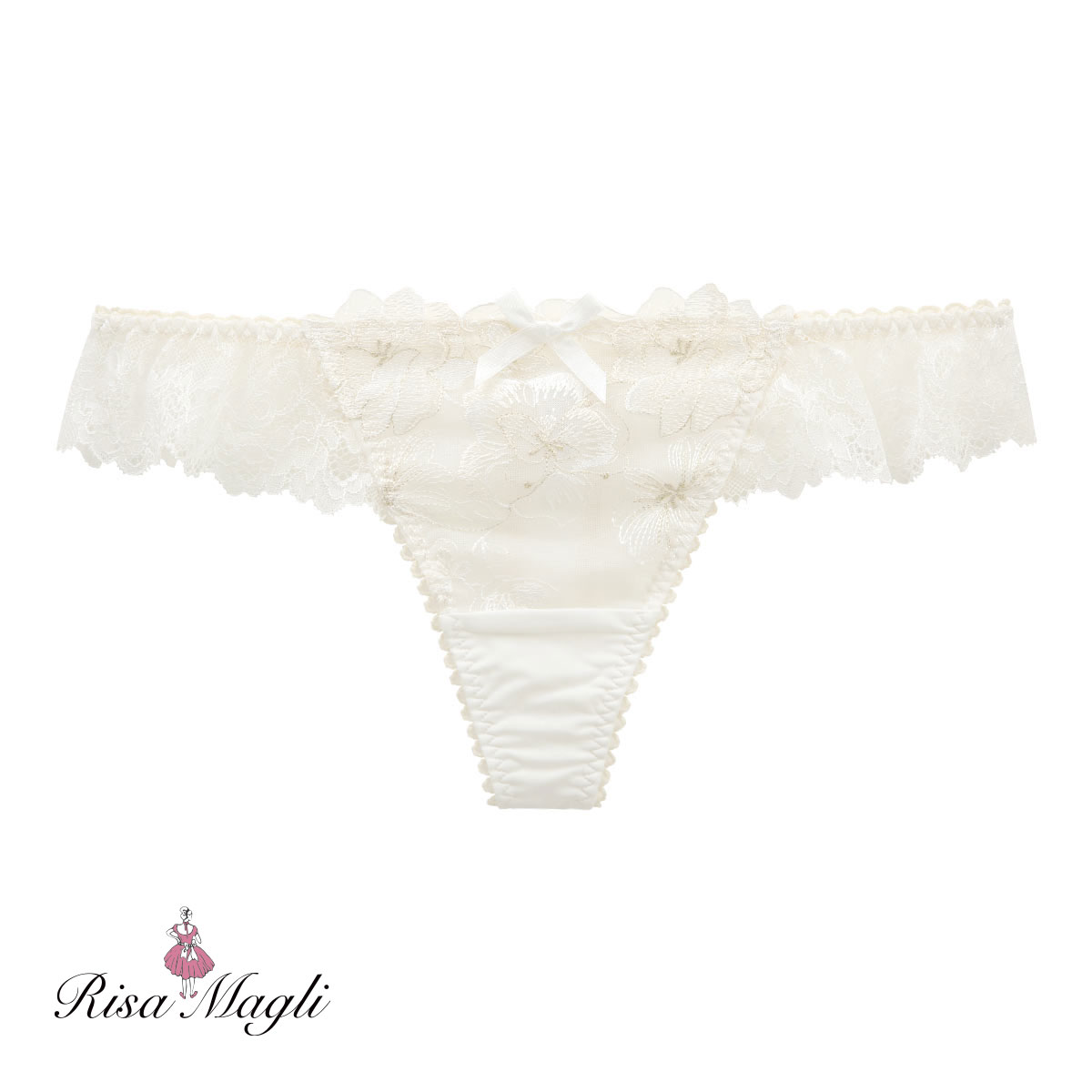 リサマリ Risa Magli アルメル Tバック ショーツ タンガ ソング ML 単品(WH-ホワイト-M)