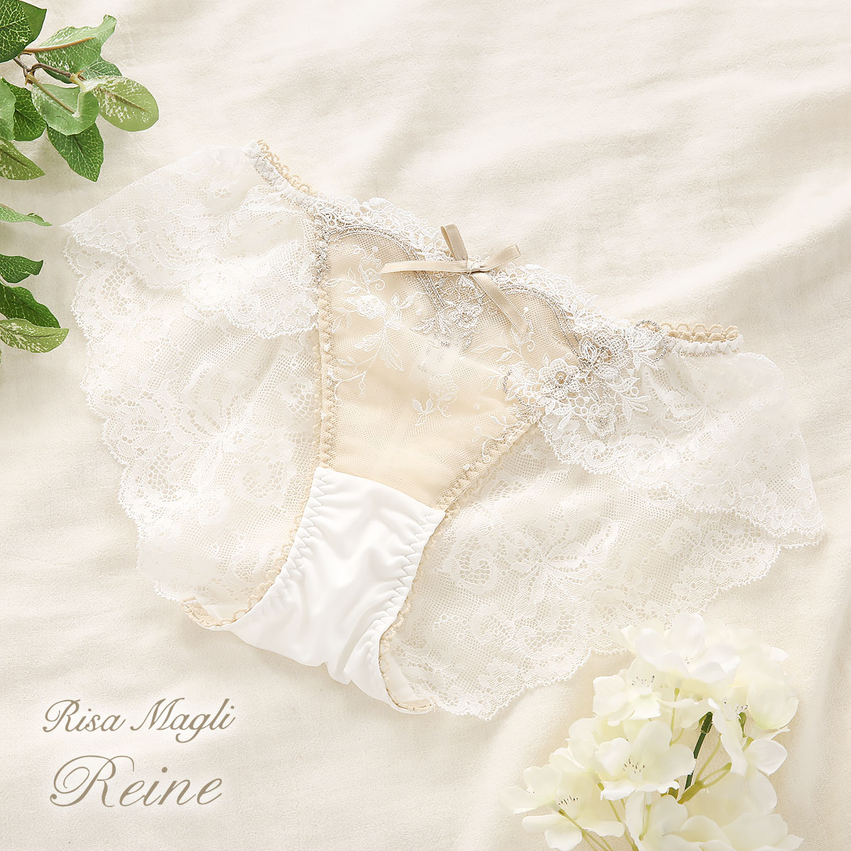 リサマリ Risa Magli レーヌ Reine アリアンナ レース ショーツ 単品(WH-ホワイト-M)