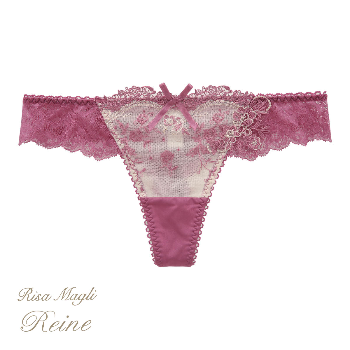 リサマリ Risa Magli レーヌ Reine アリアンナ ショーツ Tバック タンガ ソング バックレース 単品(RO-ローズ-M)