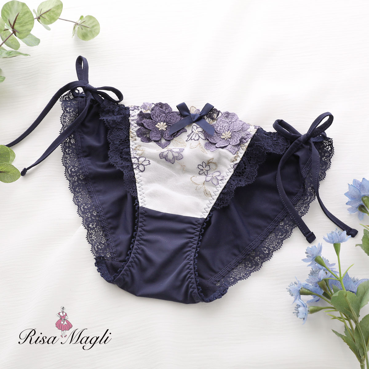 リサマリ Risa Magli アイヴィー サイドリボンショーツ 単品(NV-ネイビー-M)
