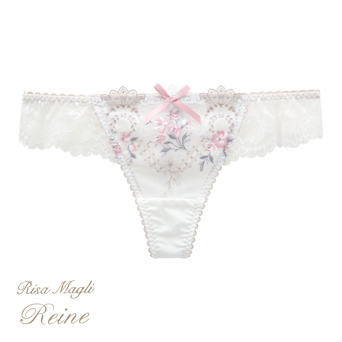 リサマリ Risa Magli レーヌ Reine アリーシャ ショーツ Tバック 総レース バックレース 単品(WH-ホワイト-M)