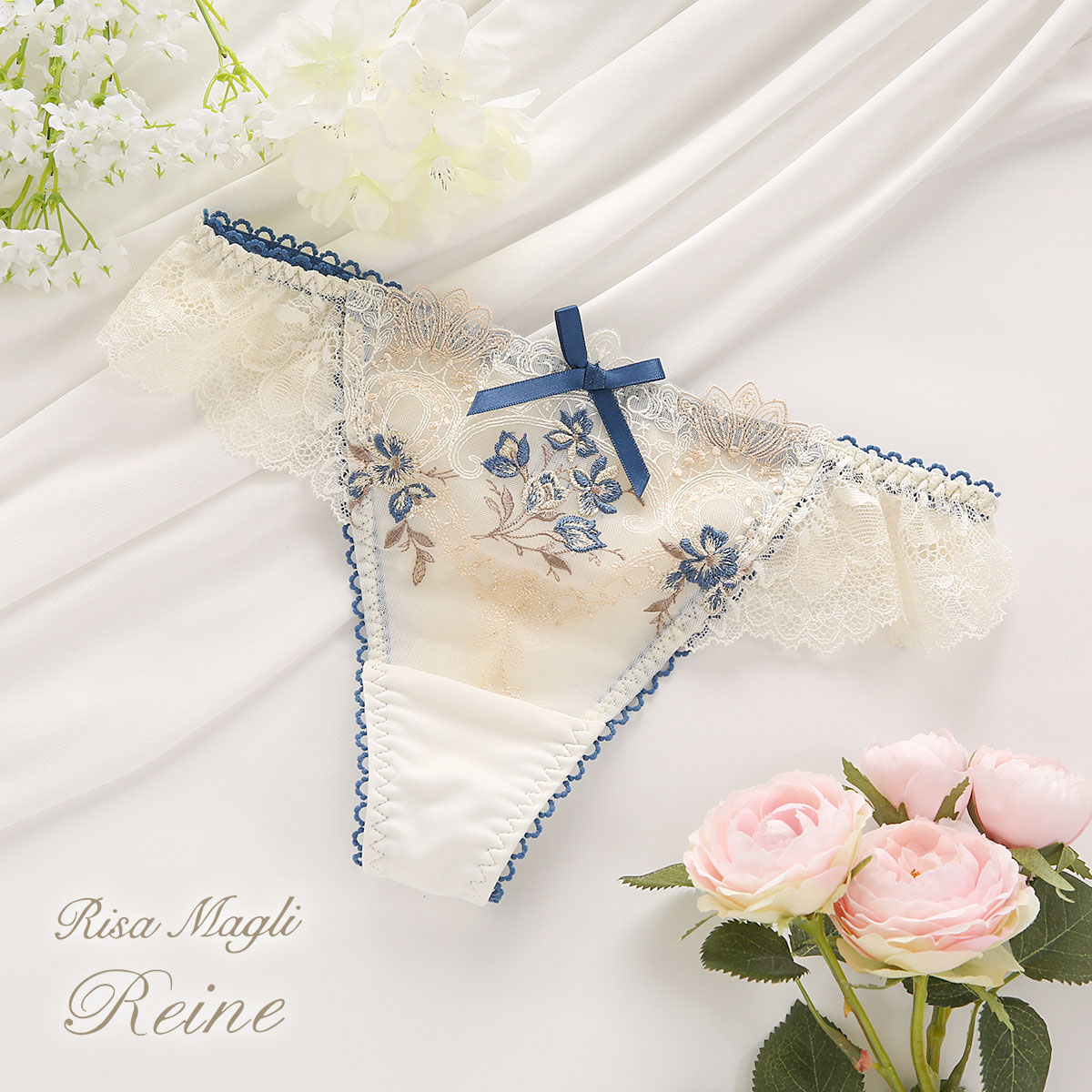 リサマリ Risa Magli レーヌ Reine アリーシャ ショーツ Tバック 総レース バックレース 単品(CR-クリーム-M)