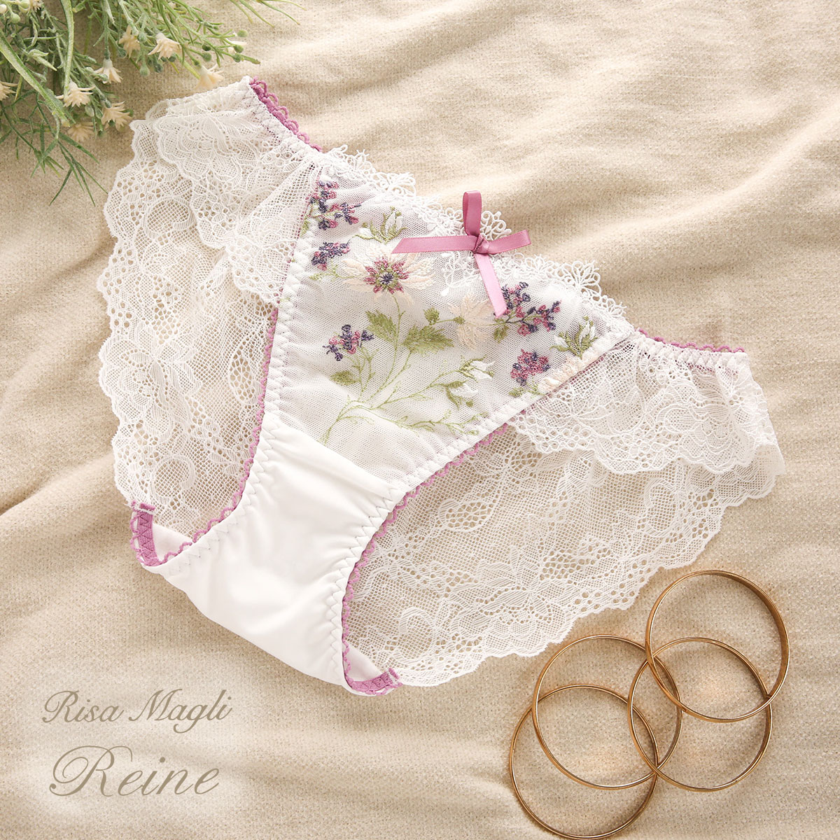 リサマリ Risa Magli レーヌ Reine フレデリカ レースショーツ バックレース 単品(WH-ホワイト-M)