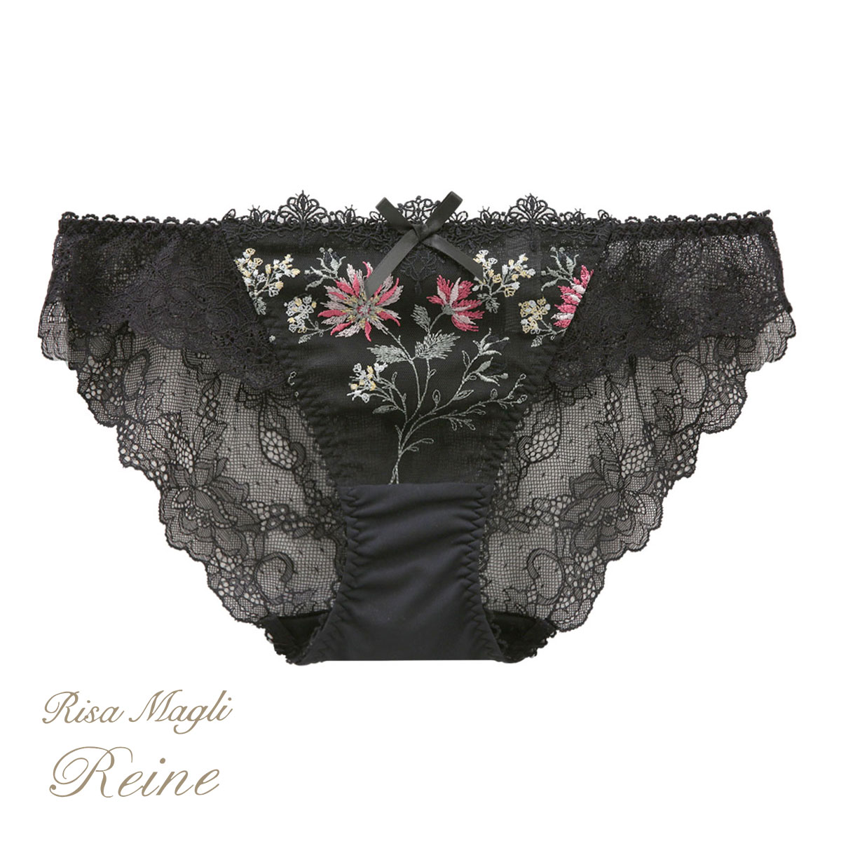リサマリ Risa Magli レーヌ Reine フレデリカ レースショーツ バックレース 単品(BK-ブラック-M)