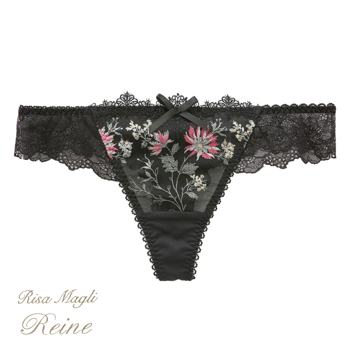 リサマリ Risa Magli レーヌ Reine フレデリカ ショーツ Tバック 単品(BK-ブラック-M)