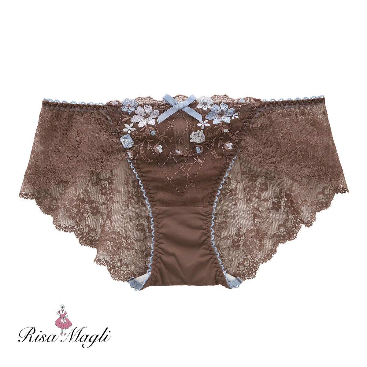 リサマリ Risa Magli ハーパー レースショーツ ノーマルショーツ バックレース 単品(BR-ブラウン-M)