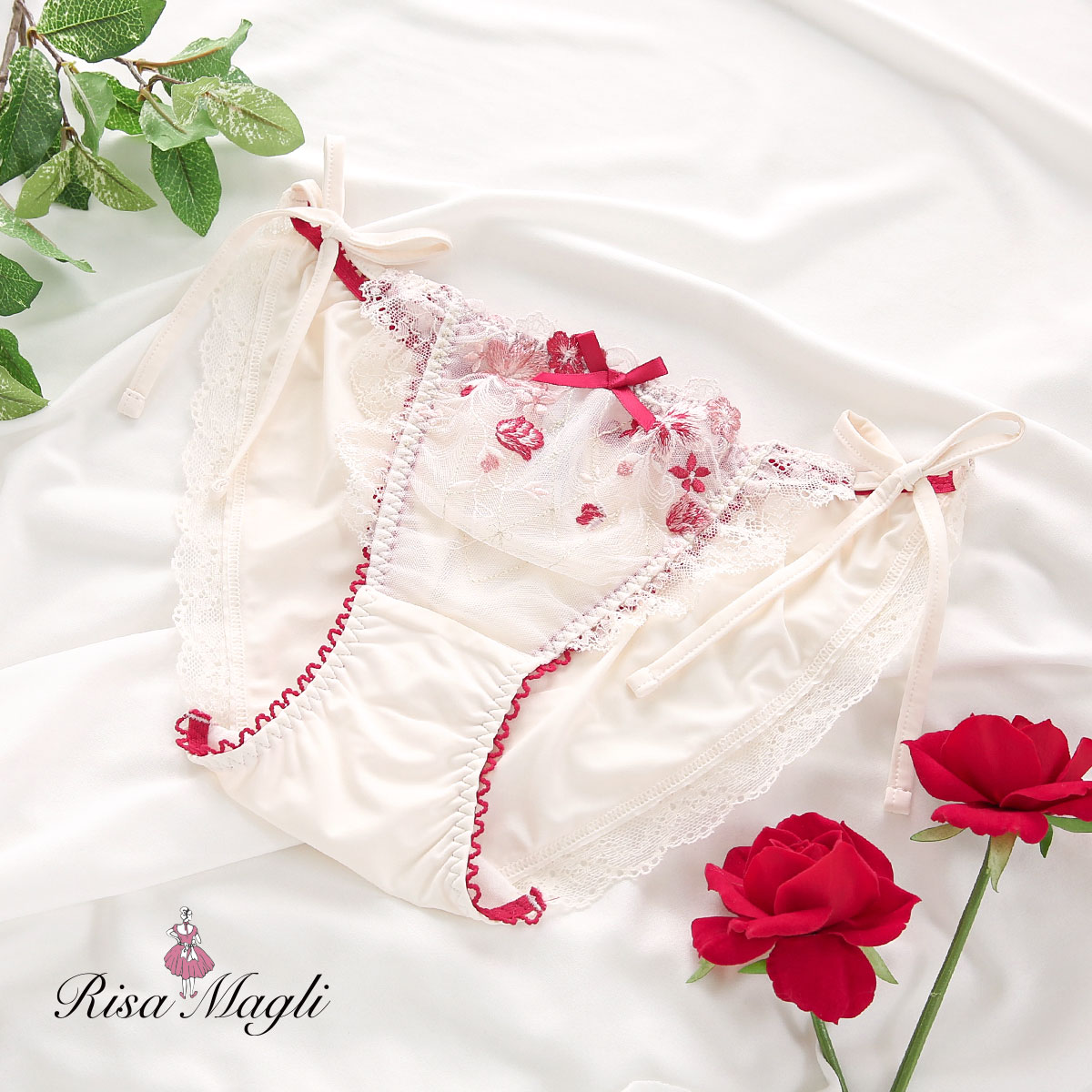 リサマリ Risa Magli ハーパー サイドリボンショーツ 単品(RE-レッド-M)