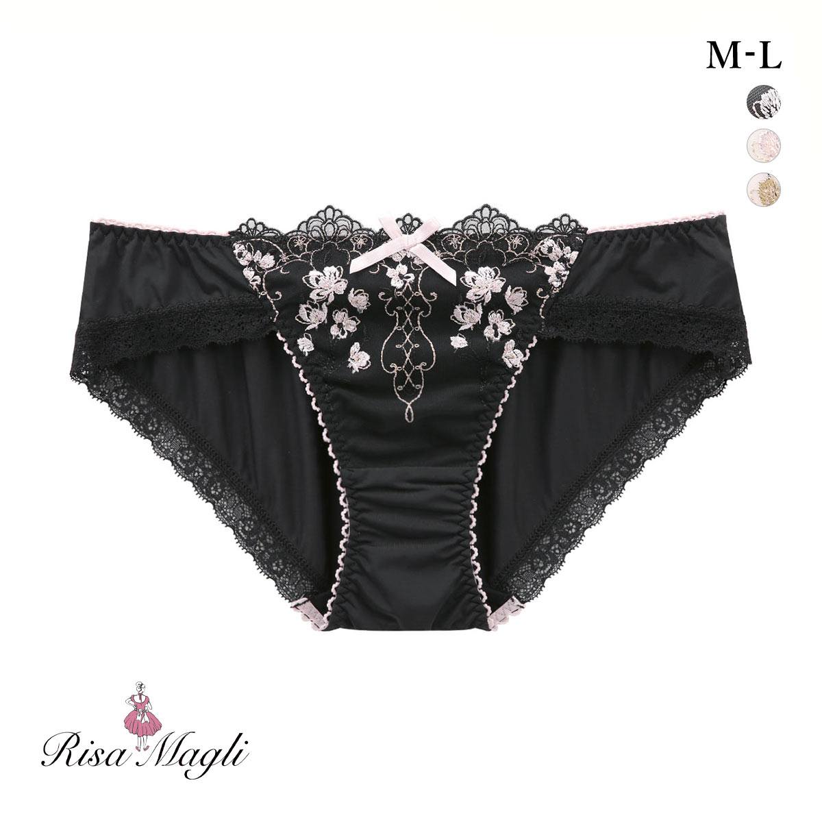 リサマリ Risa Magli カイリー ノーマル ショーツ 単品(BK-ブラック-M)