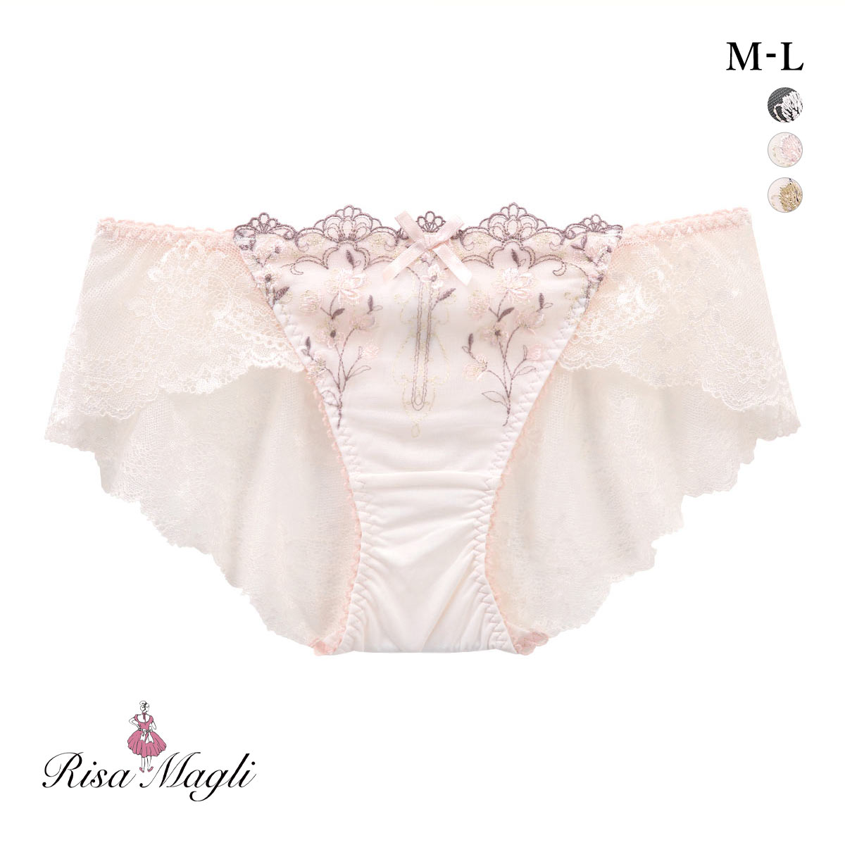 リサマリ Risa Magli カイリー ショーツ スタンダード バックレース 単品(PI-ピンク-M)
