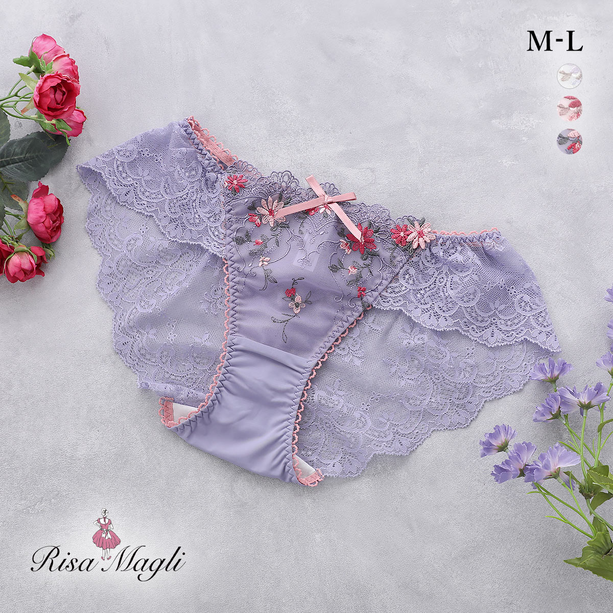 リサマリ フィオナ レースショーツ ショーツ スタンダード バックレース Risa Magli(PU-パープル-M)