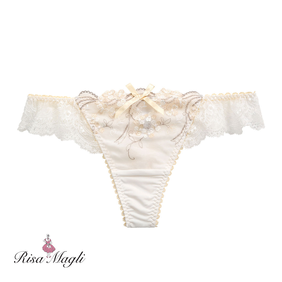 リサマリ Risa Magli クラーラ Tバック ショーツ タンガ ソング ML 単品(CR-クリーム-M)
