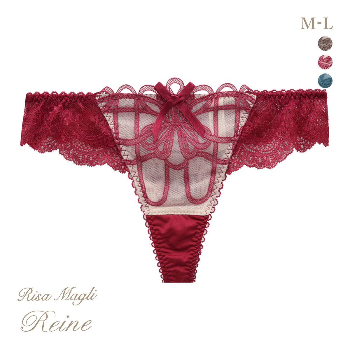 リサマリ Risa Magli レーヌ Reine レネイ Tバックショーツ バックレース(BO-ボルドー-M)