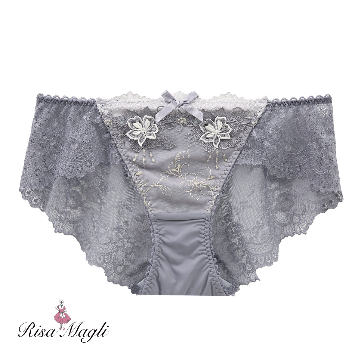 リサマリ Risa Magli マデリン スタンダード レースショーツ バックレース 単品(GY-グレー-M)