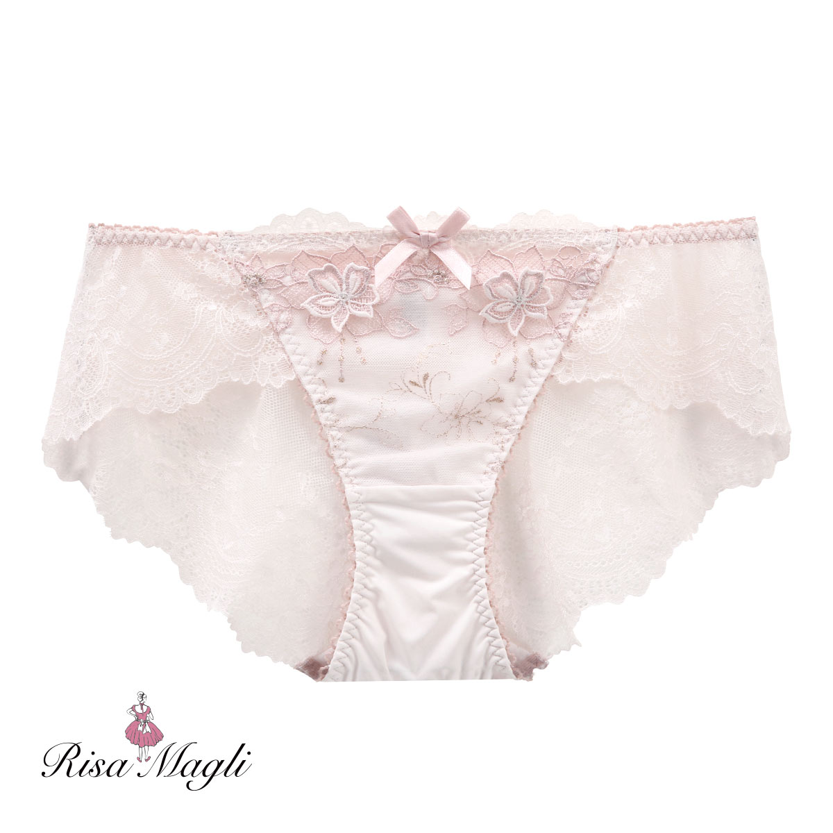 リサマリ Risa Magli マデリン スタンダード レースショーツ バックレース 単品(PI-ピンク-M)