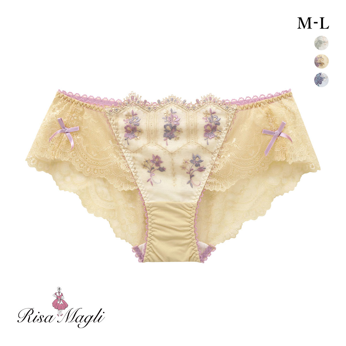リサマリ シーラ レースショーツ スタンダード バックレース Risa Magli(MUS-マスタード-M)