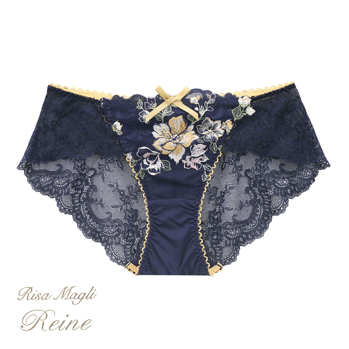 リサマリ Risa Magli レーヌ Reine エリオット レースショーツ バックレース フルバック 単品(NV-ネイビー-M)