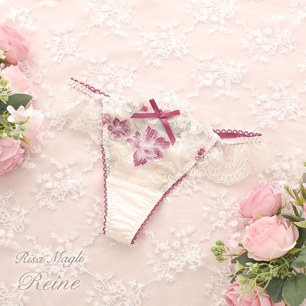 リサマリ Risa Magli レーヌ Reine エリオット ショーツ Tバック バックレース 単品(RO-ローズ-M)