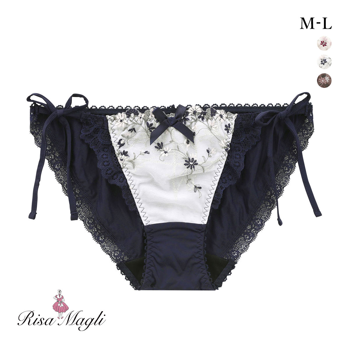リサマリ Risa Magli ティナ サイドリボンショーツ スタンダード 単品(NV-ネイビー-M)