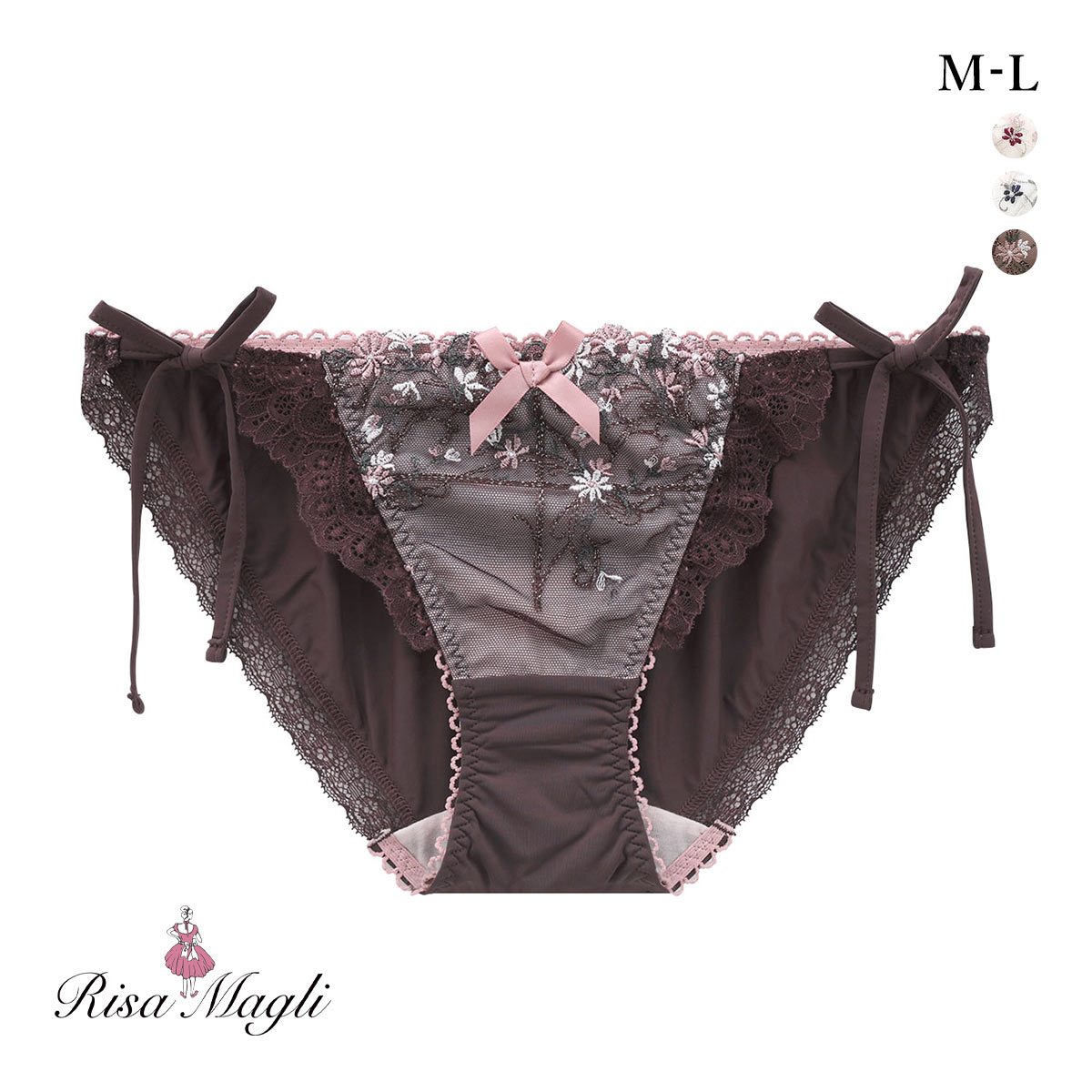 リサマリ Risa Magli ティナ サイドリボンショーツ スタンダード 単品(BR-ブラウン-M)