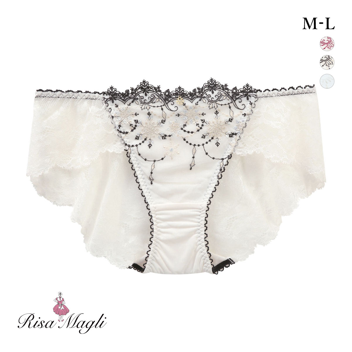 リサマリ グレッタ レースショーツ バックレース Risa Magli(IV-アイボリー-M)
